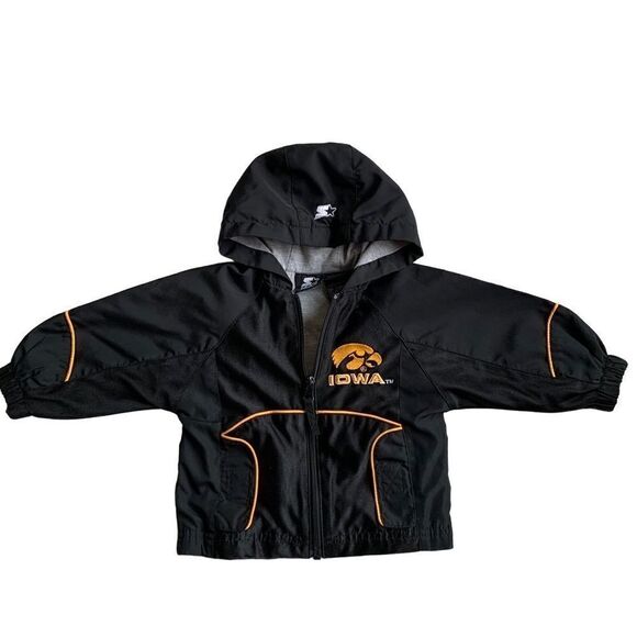 Starter Jacket Baby 12 months Iowa Hawkeyes Football Black Windbreaker Coat - Picture 1 of 9